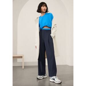 Athleta Brooklyn Heights High Rise Pleated Wide Leg Pant Navy 4